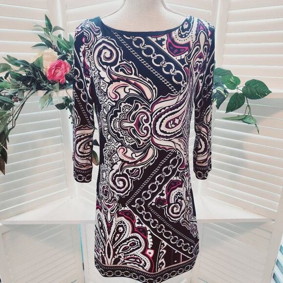 WHITE HOUSE BLACK MARKET PAISLEY BLACK / CRANBERRY SIZE SMALL - Picture 1 of 6